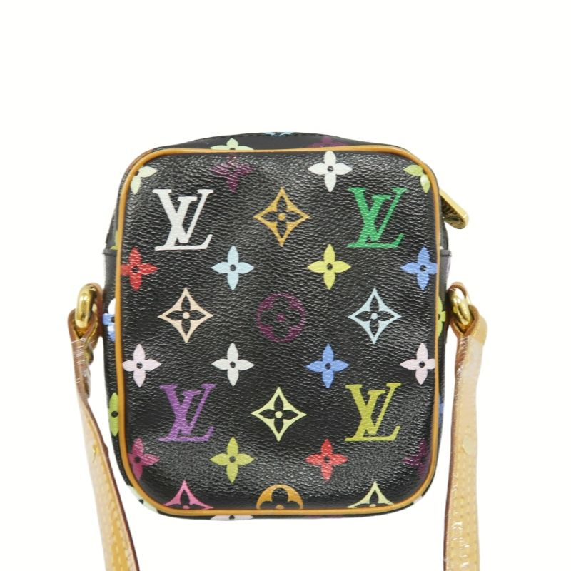 LOUIS VUITTON Multicolor Black PVC Shoulder Crossbody Bag with Gold Hardware