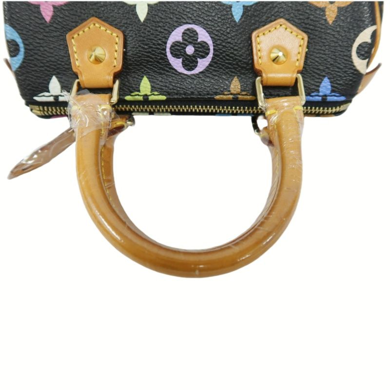 LOUIS VUITTON Multicolor Black Nano Speedy Handbag with Shoulder Strap