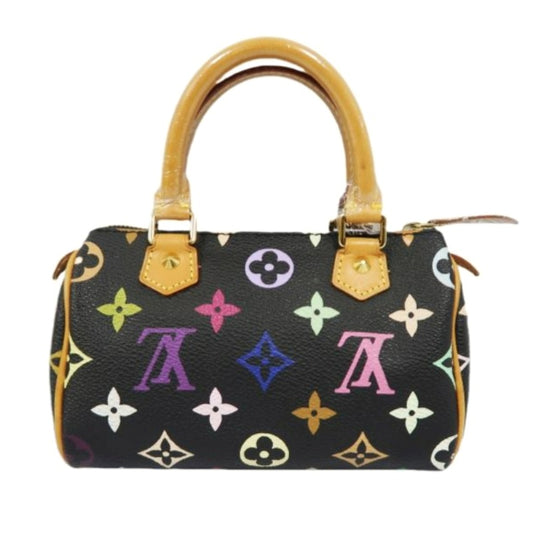 LOUIS VUITTON Multicolor Black Nano Speedy Handbag with Shoulder Strap
