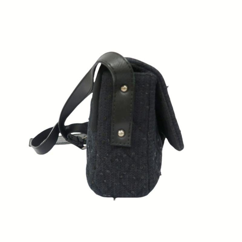 CHANEL Black 2.55 Quilted Canvas Chain Crossbody Bag with Sequins