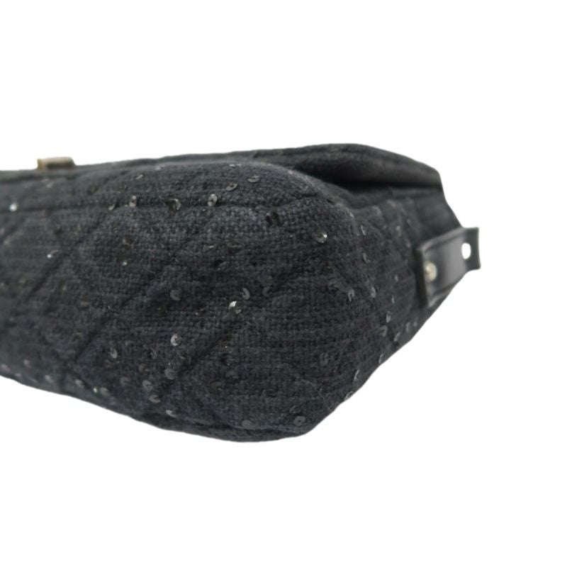 CHANEL Black 2.55 Quilted Canvas Chain Crossbody Bag with Sequins