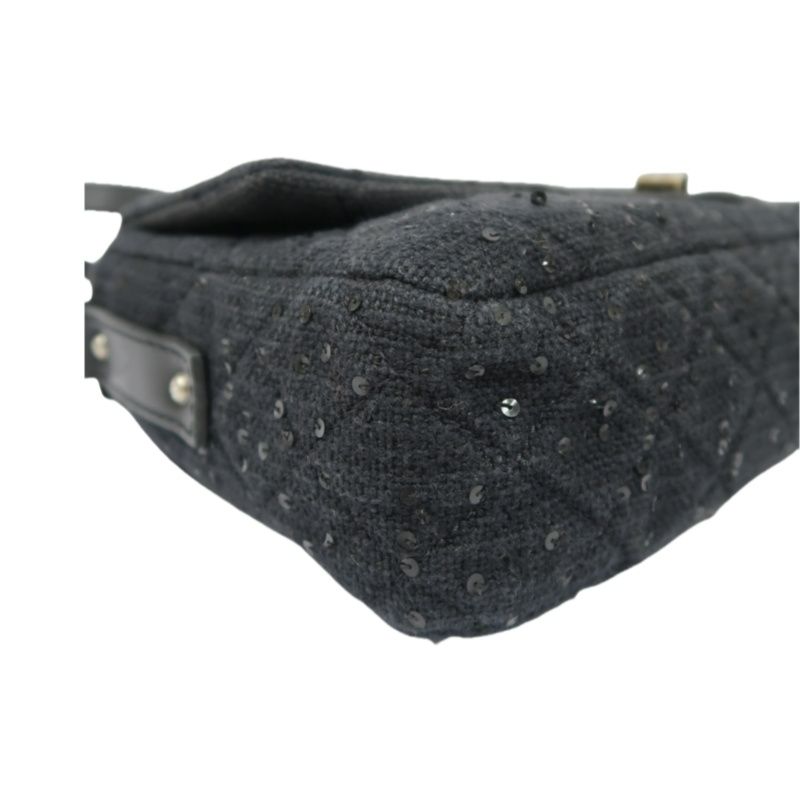CHANEL Black 2.55 Quilted Canvas Chain Crossbody Bag with Sequins