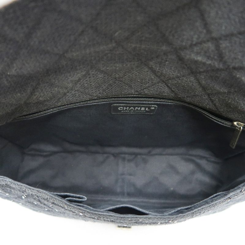 CHANEL Black 2.55 Quilted Canvas Chain Crossbody Bag with Sequins