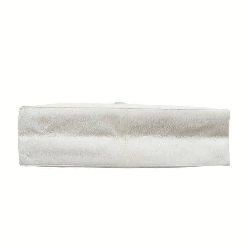 CHANEL White Caviar Leather Tote Shoulder Bag with Interlocking CC Logo