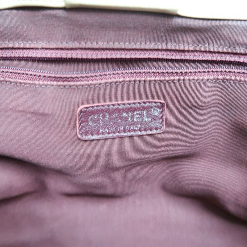 CHANEL Beige/Black Lambskin Quilted Chain Shoulder Tote Crossbody Bag with Silver Hardware