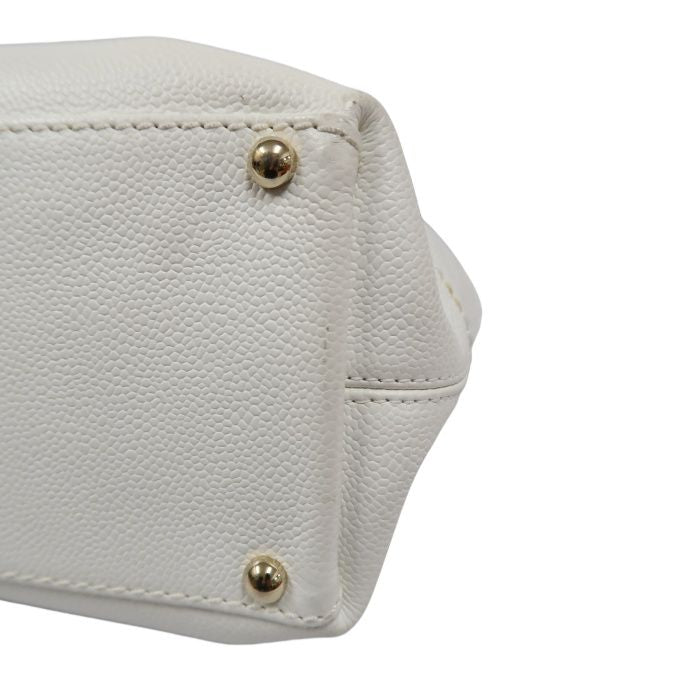 CHANEL White Calfskin Drawstring Tote Shoulder Bag with Dust Bag