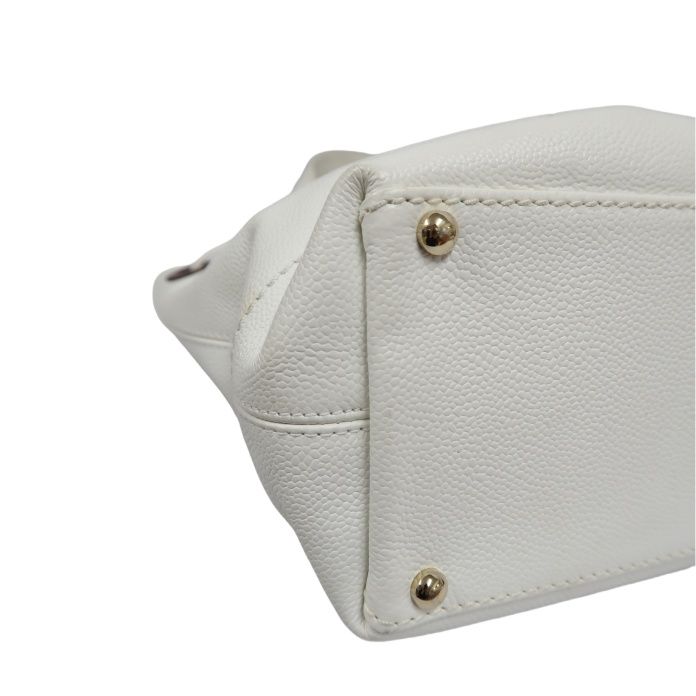 CHANEL White Calfskin Drawstring Tote Shoulder Bag with Dust Bag