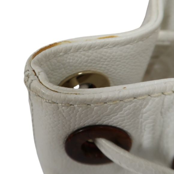 CHANEL White Calfskin Drawstring Tote Shoulder Bag with Dust Bag