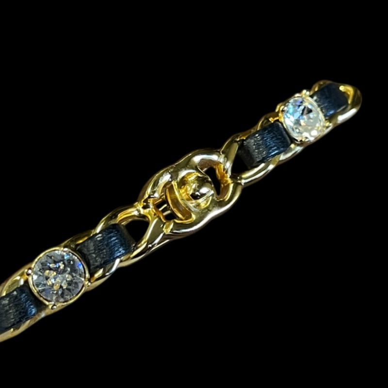 CHANEL Hair Clip Gold Hardware Black