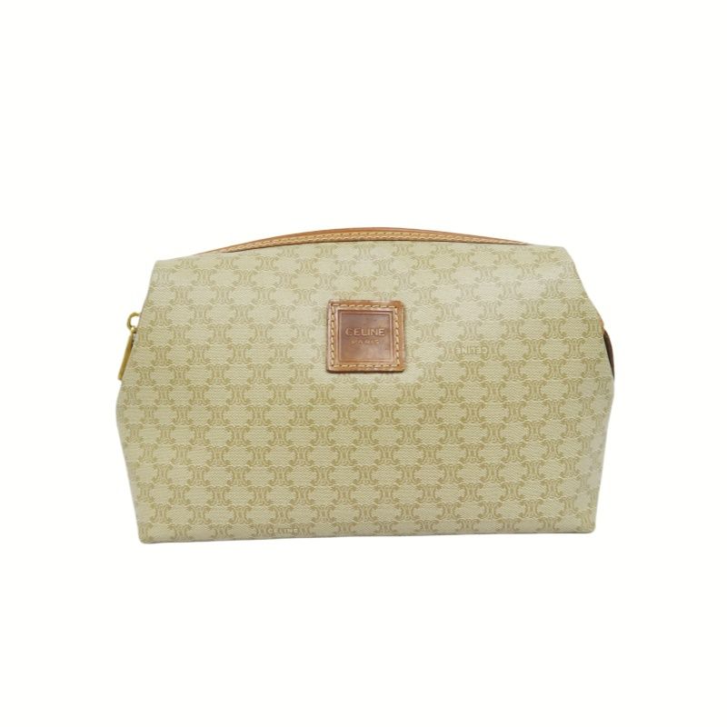 CELINE Monogram PVC Pouch (Handbag/Cosmetic Bag), Light Beige-Brown
