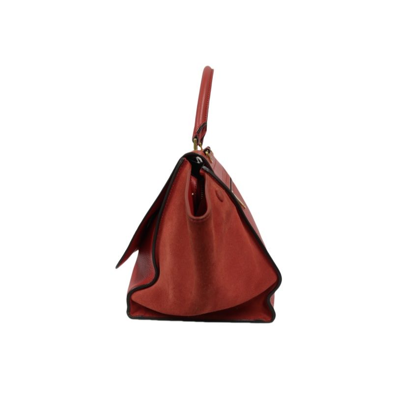 CELINE Trapeze Handbag, Red Leather, Includes Short Shoulder Strap