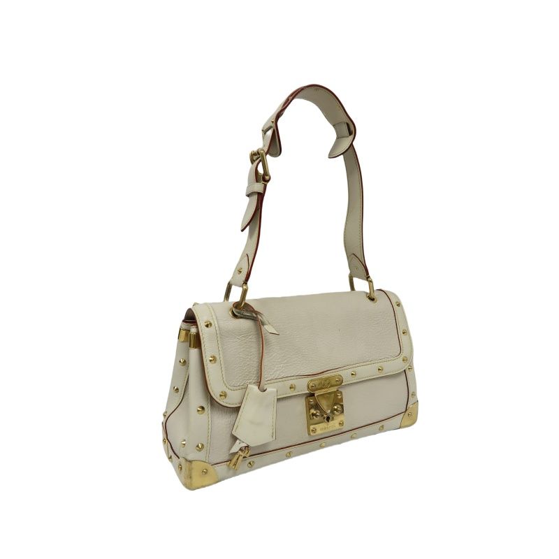 LOUIS VUITTON M91823 Beige White Suhali Tarantule Armpit Bag, Gold Hardware, Rivets Limited Edition, 2 Keys & Clochette
