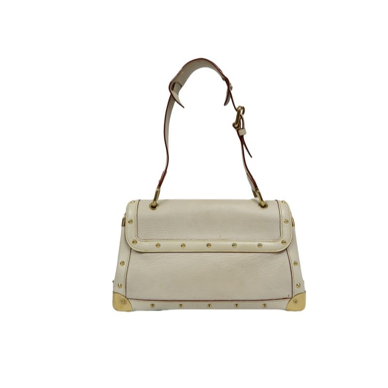LOUIS VUITTON M91823 Beige White Suhali Tarantule Armpit Bag, Gold Hardware, Rivets Limited Edition, 2 Keys & Clochette