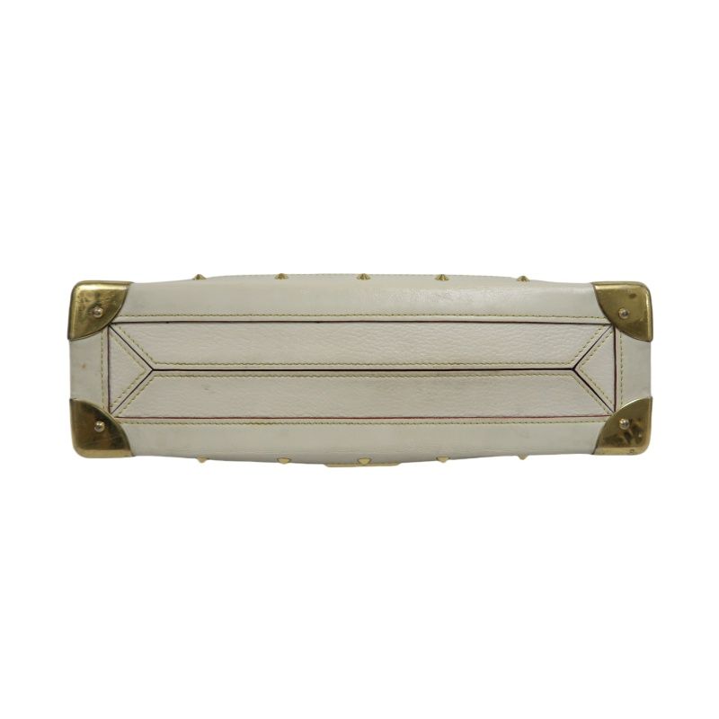 LOUIS VUITTON M91823 Beige White Suhali Tarantule Armpit Bag, Gold Hardware, Rivets Limited Edition, 2 Keys & Clochette