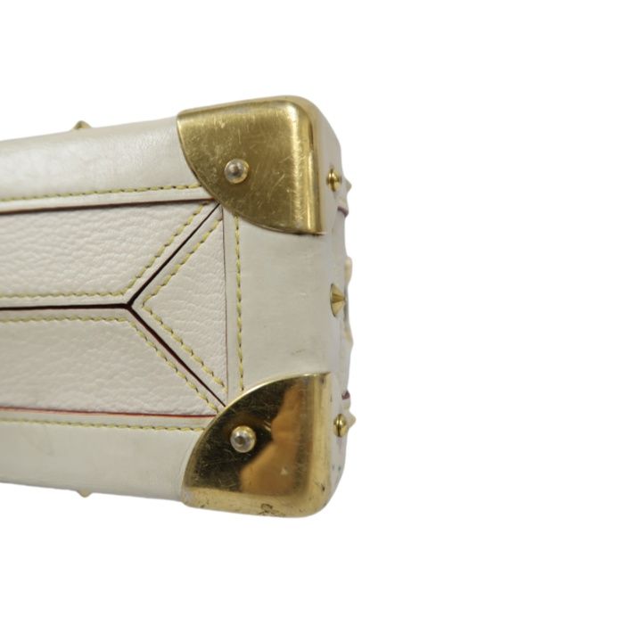 LOUIS VUITTON M91823 Beige White Suhali Tarantule Armpit Bag, Gold Hardware, Rivets Limited Edition, 2 Keys & Clochette