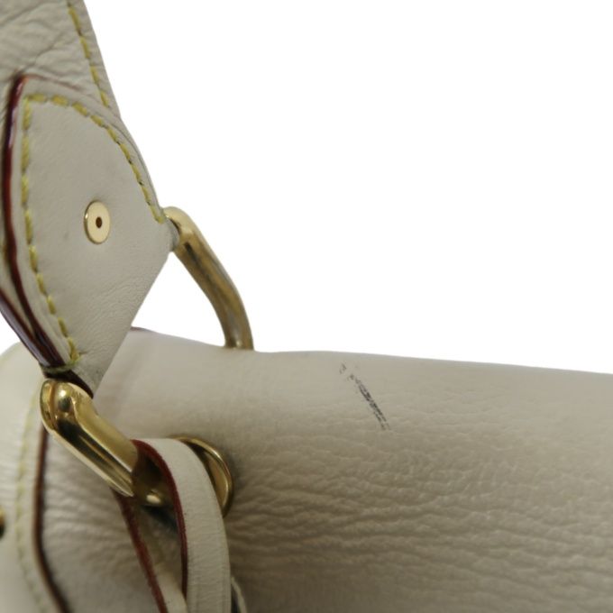 LOUIS VUITTON M91823 Beige White Suhali Tarantule Armpit Bag, Gold Hardware, Rivets Limited Edition, 2 Keys & Clochette