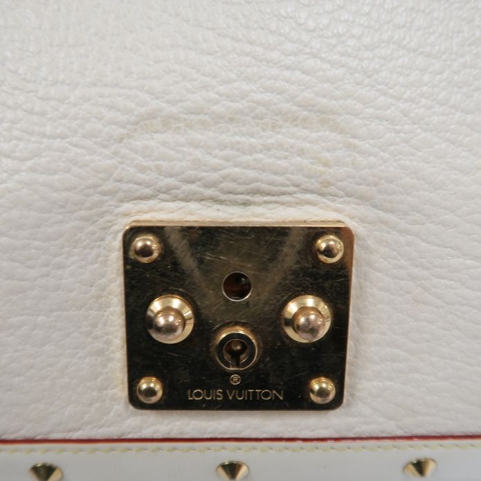 LOUIS VUITTON M91823 Beige White Suhali Tarantule Armpit Bag, Gold Hardware, Rivets Limited Edition, 2 Keys & Clochette