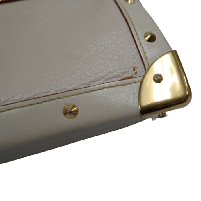 LOUIS VUITTON M91823 Beige White Suhali Tarantule Armpit Bag, Gold Hardware, Rivets Limited Edition, 2 Keys & Clochette
