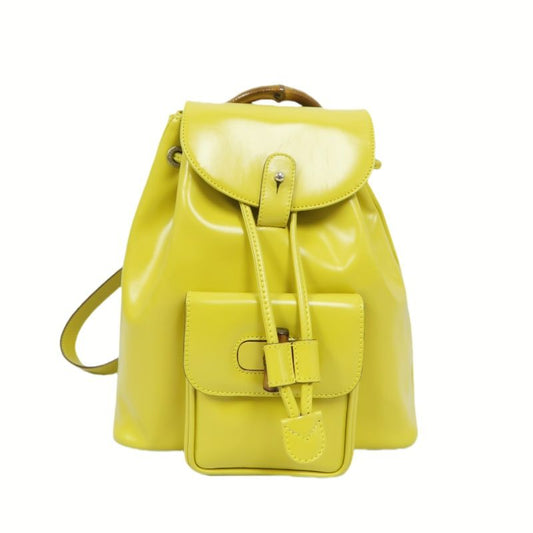 GUCCI 003 2034 0030 Yellow Bamboo Backpack, PVC Material