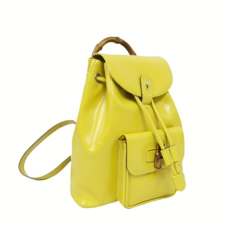 GUCCI 003 2034 0030 Yellow Bamboo Backpack, PVC Material