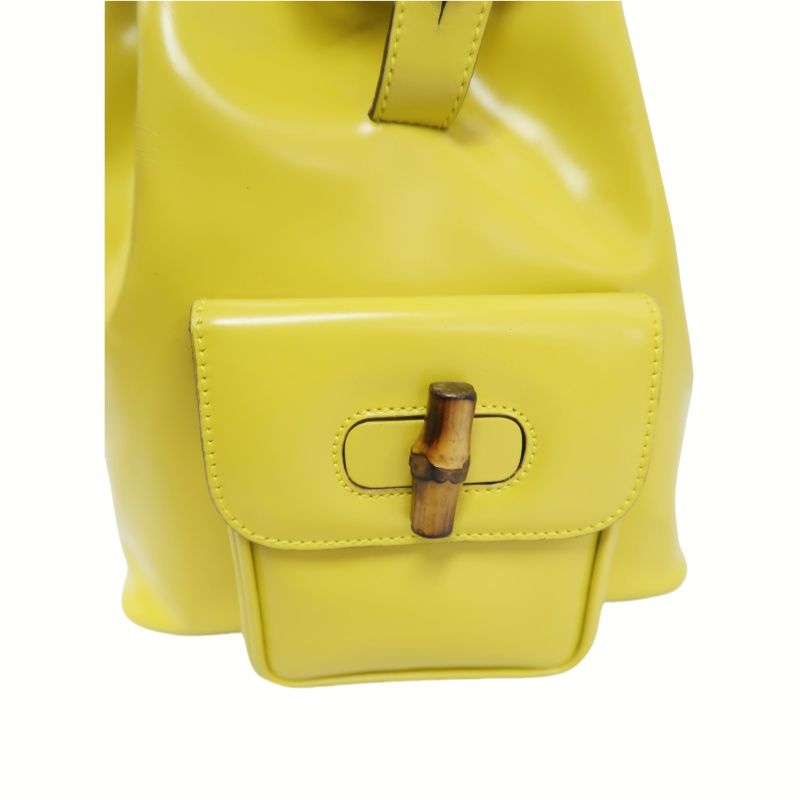 GUCCI 003 2034 0030 Yellow Bamboo Backpack, PVC Material