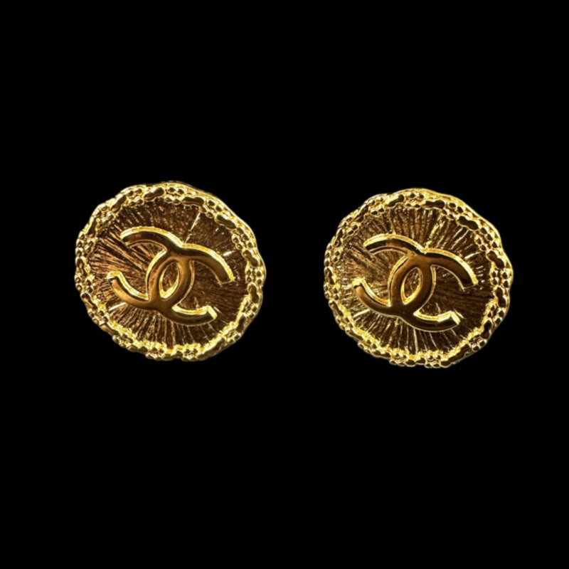 CHANEL Gold Tone Volume Clip-On Earrings