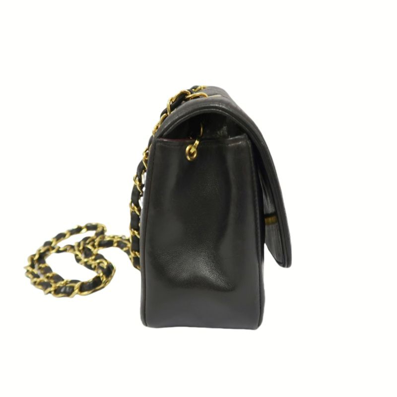 CHANEL Classic Flap (CF) Diana Chain Shoulder Bag, Lambskin, Black Quilted, Gold Hardware, Serial Number Starting with "3", Includes Dust Bag