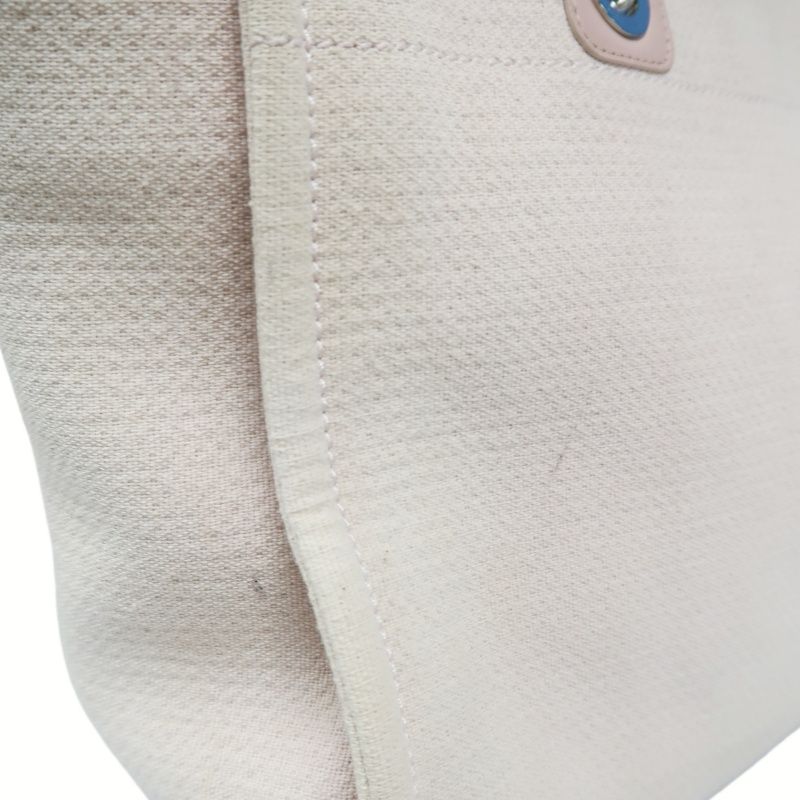 CHANEL Pink Deauville Canvas Tote Shoulder Bag with Silver Hardware