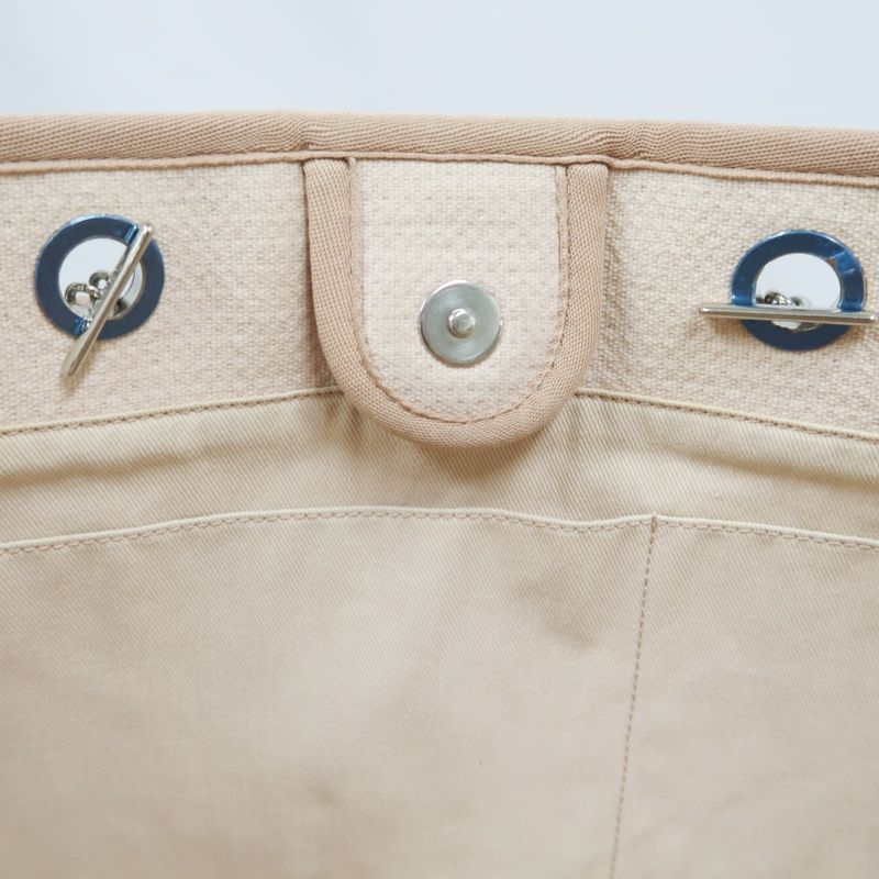 CHANEL Pink Deauville Canvas Tote Shoulder Bag with Silver Hardware