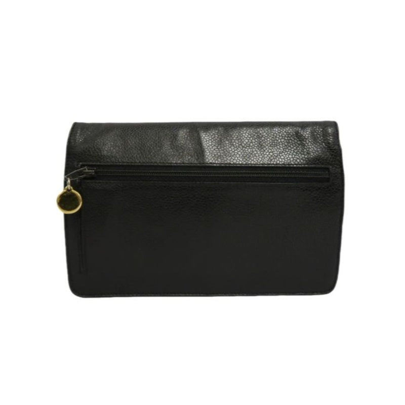 Chanel Flap Crossbody Shoulder Bag, Black Caviar Leather, Gold-Tone Hardware, Classic Luxury Handbag