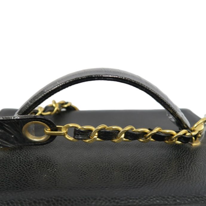 CHANEL Black Caviar Leather Vanity Bag with Coco Mark, Gold Hardware, Shoulder Strap & Guarantee CardCHANEL Black Caviar Leather Vanity Bag with Coco Mark, Gold Hardware, Shoulder Strap & Guarantee Card