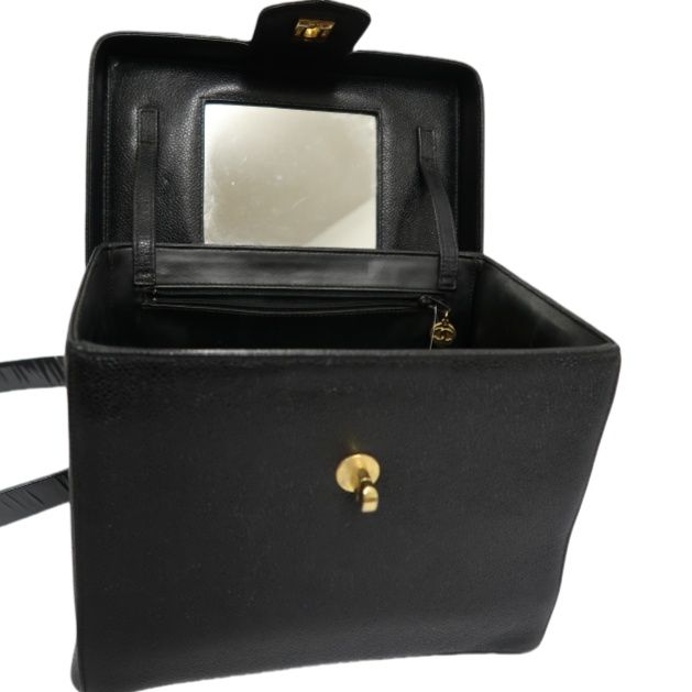 CHANEL Black Caviar Leather Vanity Bag with Coco Mark, Gold Hardware, Shoulder Strap & Guarantee CardCHANEL Black Caviar Leather Vanity Bag with Coco Mark, Gold Hardware, Shoulder Strap & Guarantee Card