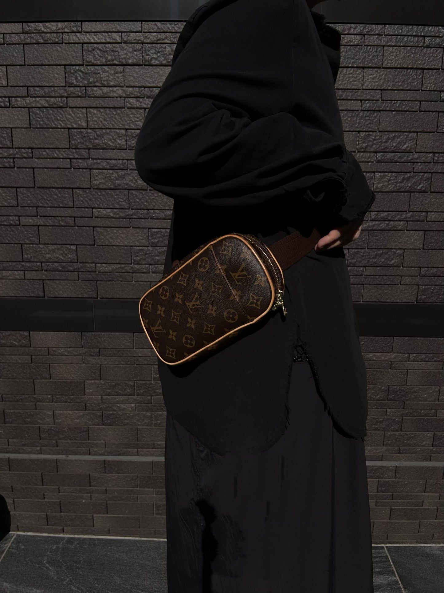 LOUIS VUITTON Monogram Brown Pochette Gange Crossbody Chest Bag