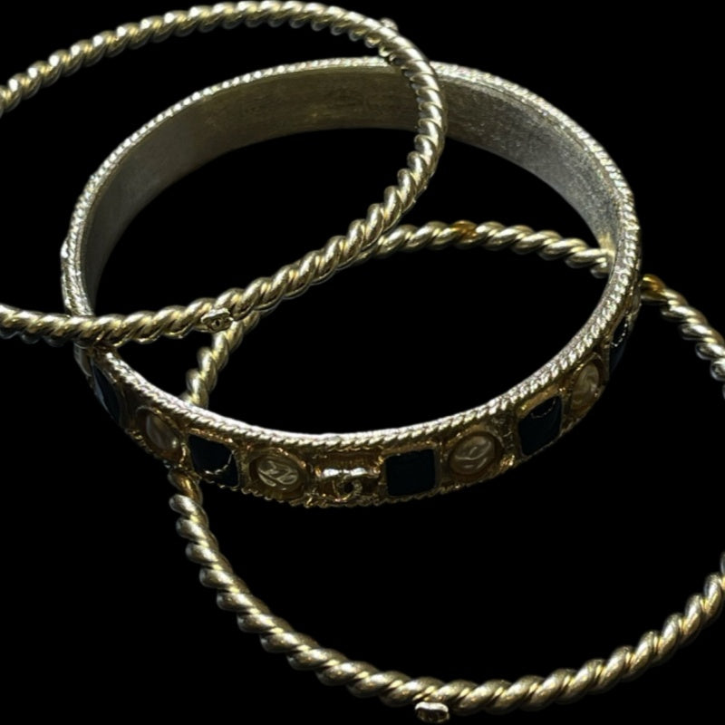CHANEL Coco Mark Bangle 3 Pieces Set With Box & Dust Bag Alloy