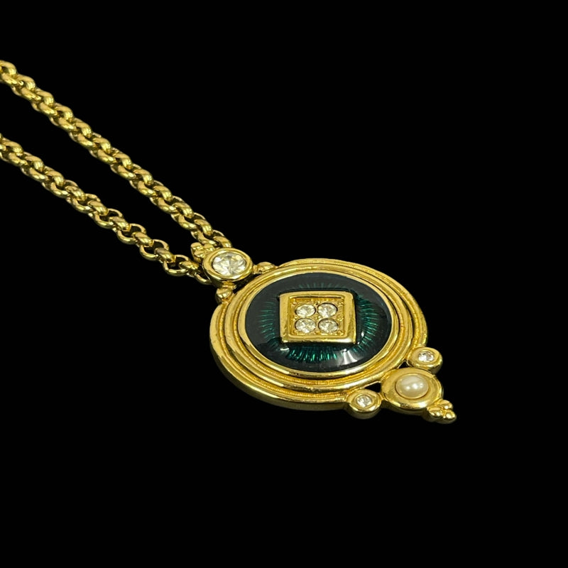 Burberry Necklace, Pearl / Green Stone, Alloy, Sweater Chain / Waist Chain