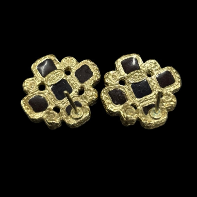 CHANEL Coco Mark colored stone earrings, with comments, A13A, gold hardware, CHANEL alloy, stud earrings