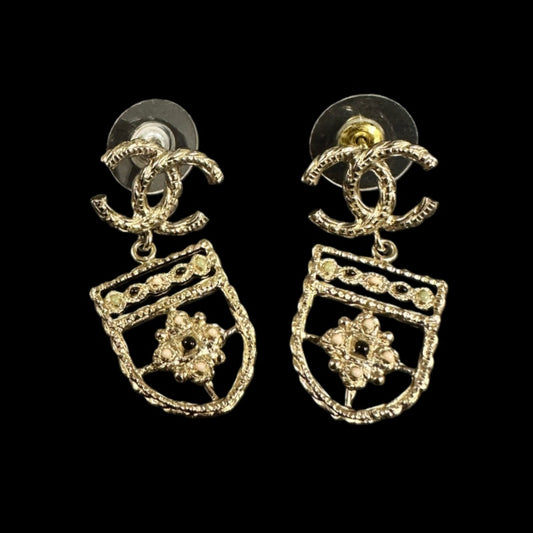 CHANEL Earrings, Gold Tone, Alloy, Pierced