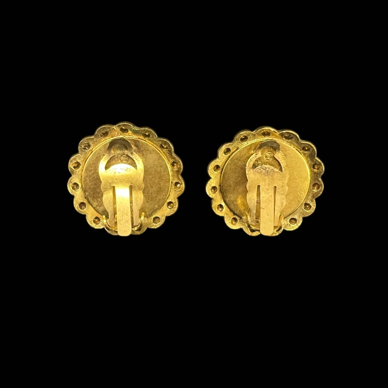 CHANEL Earrings, Rhinestones, Gold Plated, Alloy, Clip-On