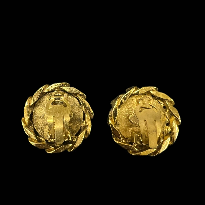 CHANEL Round Coco Mark Clip-On Earrings with Box Alloy