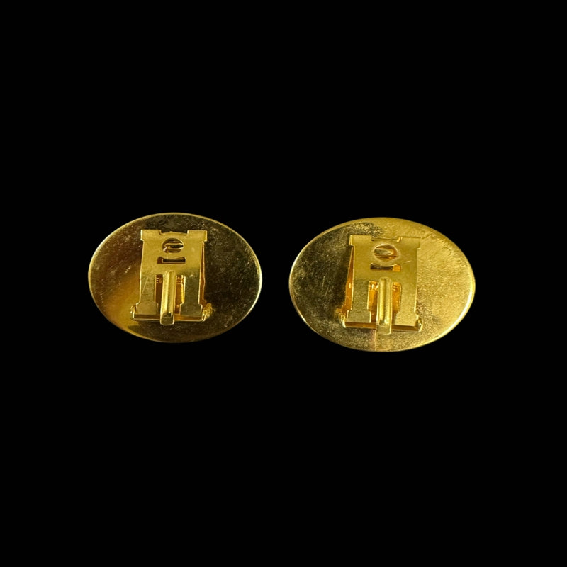 HERMES Tiger Clip-On Earrings Gold Plated Gold Alloy With Box