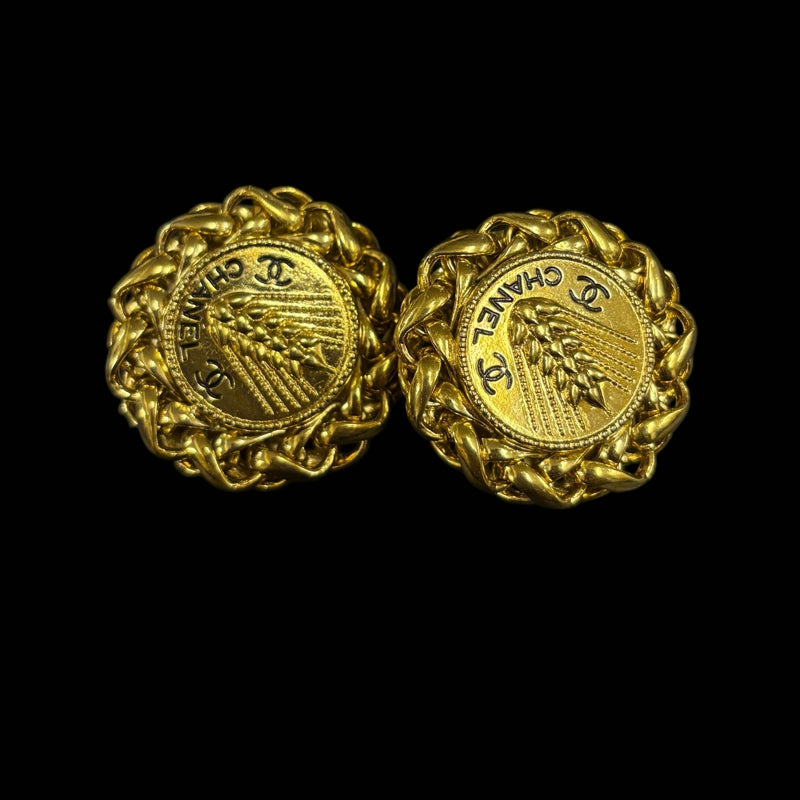 CHANEL Earrings, Gold Plated, Gold Tone Alloy, Clip-On