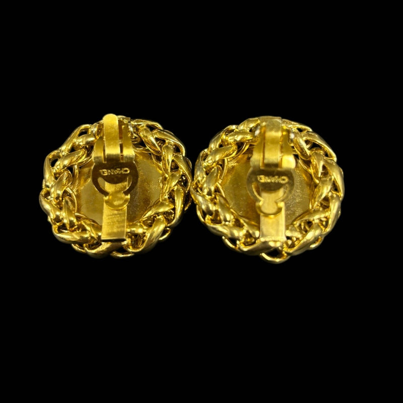 CHANEL Earrings, Gold Plated, Gold Tone Alloy, Clip-On