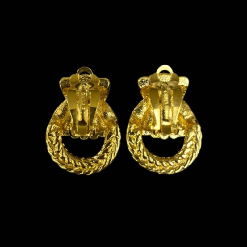 NINA RICCI Gold-Tone Alloy Clip-On Earrings with Rhinestones