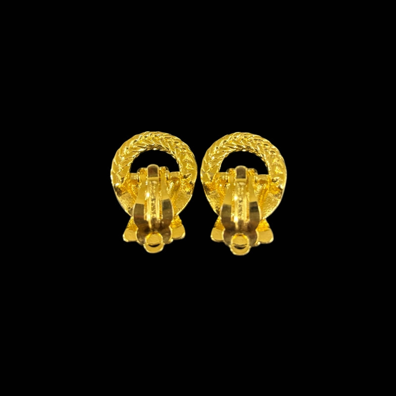 NINA RICCI Gold-Tone Alloy Clip-On Earrings with Rhinestones