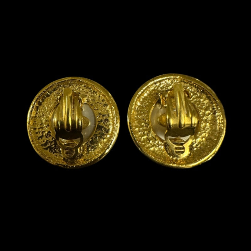CHANEL Gold-Plated Faux Pearl Alloy Clip-On Earrings