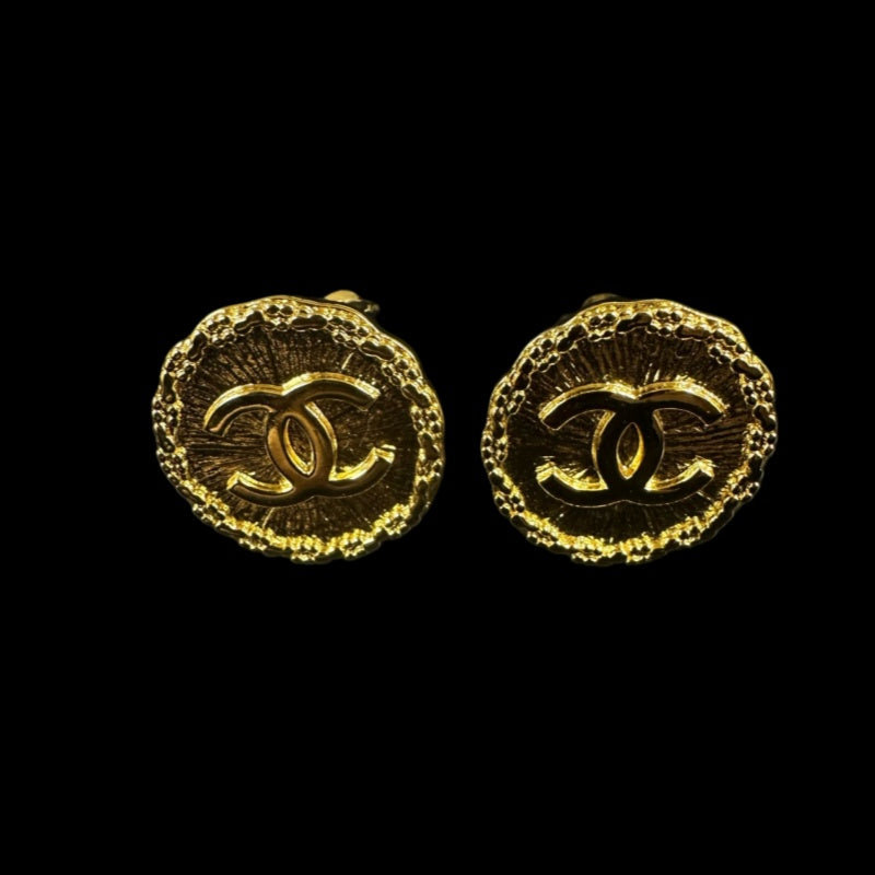 CHANEL Gold Tone Volume Clip-On Earrings