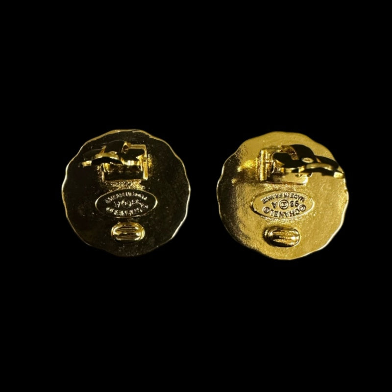 CHANEL Gold Tone Volume Clip-On Earrings