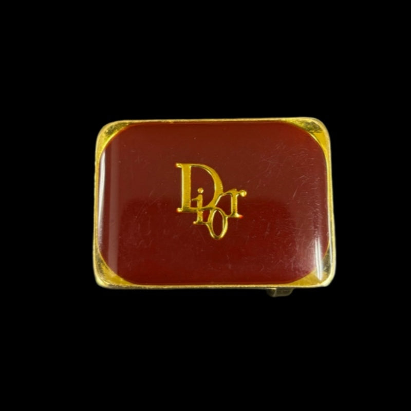 DIOR Belt Buckle, Wine Red, Gold Plated