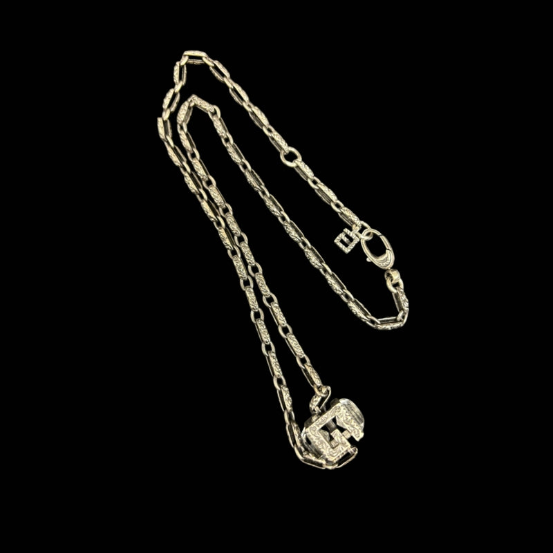 GUCCI Square G Cube Necklace 925 Silver with Box & Dust Bag