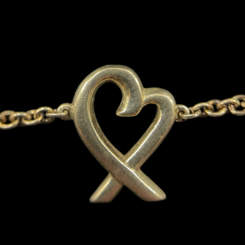 TIFFANY 925 SILVER RUBBING HEART BRACELET, WITH BOX AND STORAGE BAG